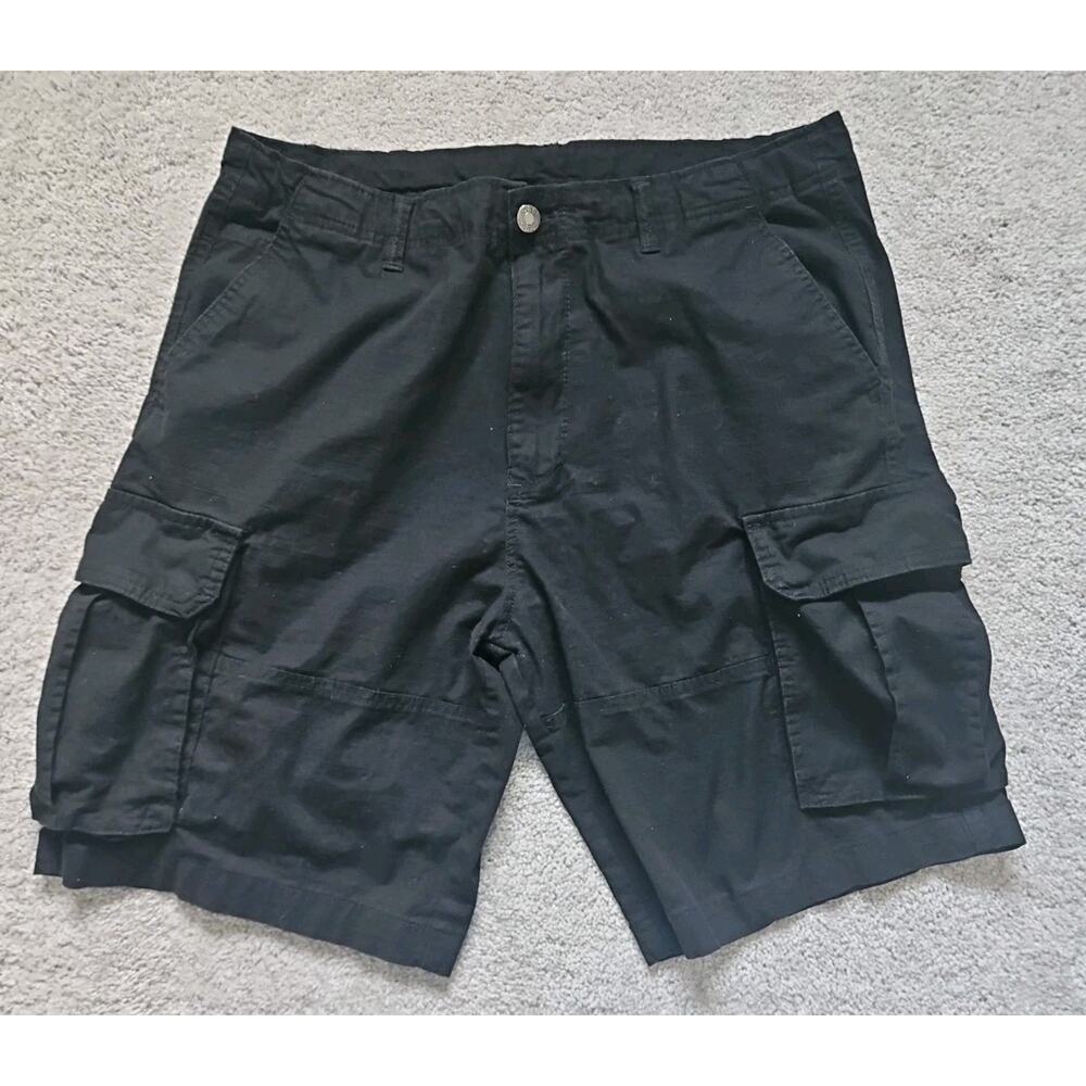 CSG Cargo Shorts Mens Black 36 Flat Front Drawstring Outdoor Utility